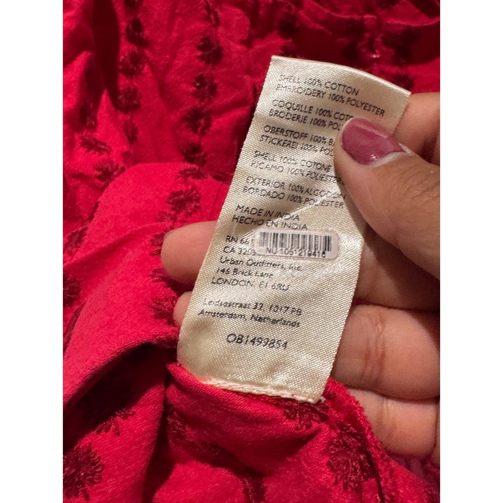 Free People Juni Mini Dress Red Embroidered Halter Open Back Size Large - Picture 7 of 9
